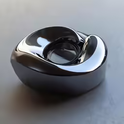 the top view of a polished silver object