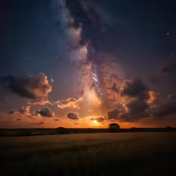some clouds are in the sky and there is a bright star above