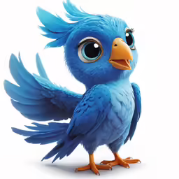 a blue bird that is standing up