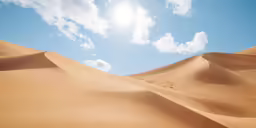 the sun is shining down on some sand dunes