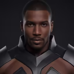 a black man dressed in black costume posing for a portrait