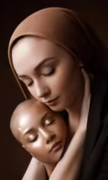 a woman is holding another woman who is cuddling her