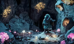 a scene with children playing in the night