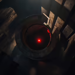 the light is turned on in the small, round metal furnace