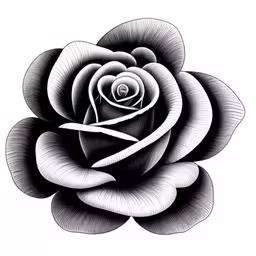 the black rose is drawn in pencil,an ink drawing of a rose flower