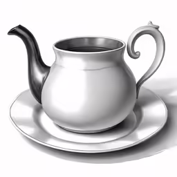 a plate topped with a silver cup and saucer