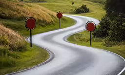 a long winding road with no right turn