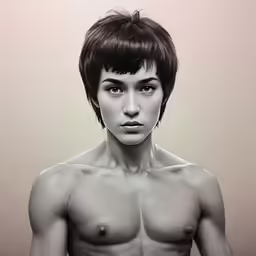 a painting of a naked man with dark hair