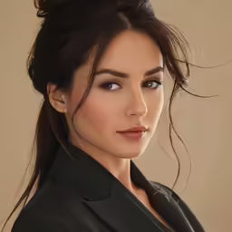 a woman with big breast wearing a black jacket