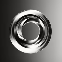 an abstract circular logo on a gray background