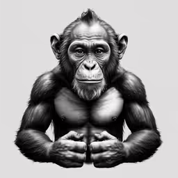 a monkey in the middle of his chest