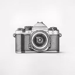 a drawing of an old camera sitting on top of a white table