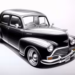 a classic car drawing in pencil,a drawing of an old fashion car