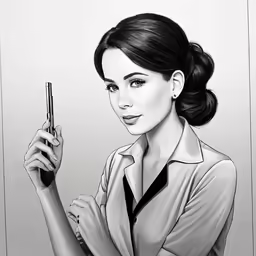 a woman with her hand holding a gun