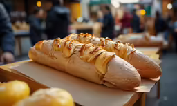 there is bread with bananas on the table