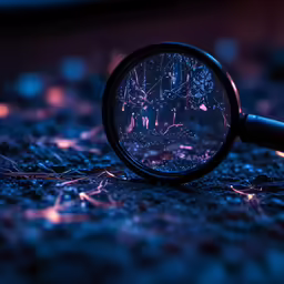 a close up of a magnifying glass on the ground