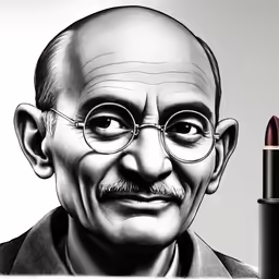 an older man with glasses on next to lipstick