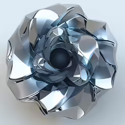 a circular object with many metal parts on a white surface