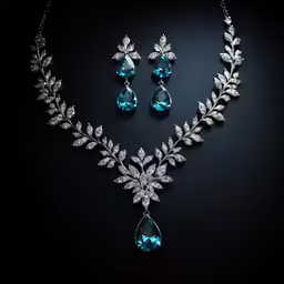an elegant set of aqua necklace and earring