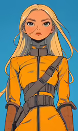 a woman with blonde hair wearing a yellow dress and holding a gun