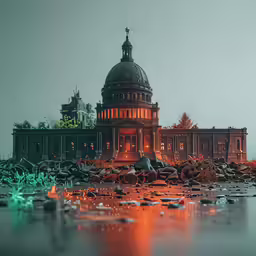 a building with an elaborate dome in the rain
