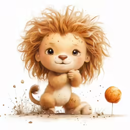 an animal with long hair sitting in front of a ball