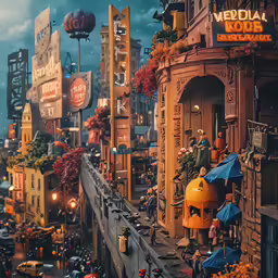 a city filled with lots of people and buildings