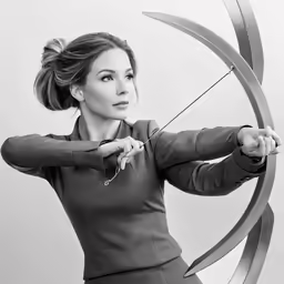 a beautiful woman holding a bow and arrow