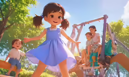 kids playing on a playground with their parent