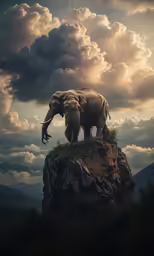 an elephant standing on top of a rock