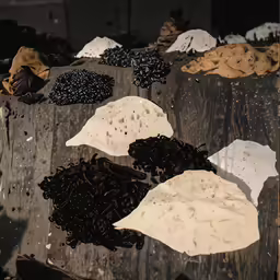 a table covered with various foods on top of it