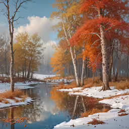 a winter landscape shows several trees in a park