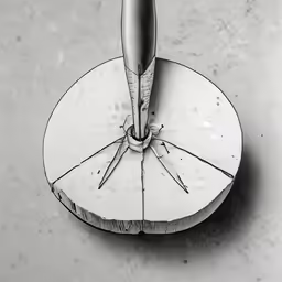 a fountain pen on a concrete surface with the top portion of it cracked