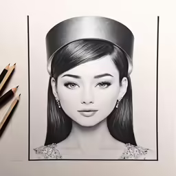 pencil drawing of a woman wearing a hat