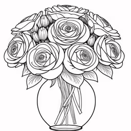 vase full of roses coloring pages