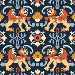 the background of an old - fashioned tile with flowers and lions