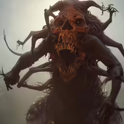 this is a closeup photo of a monster with horns