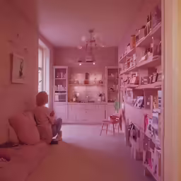 a living room filled with furniture next to a small table