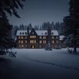 the house is lit up for the winter
