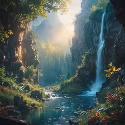 there is an image of waterfall in the forest