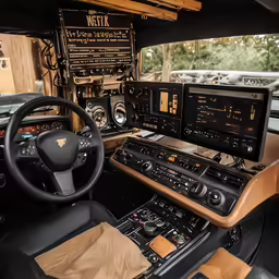 the cockpit of an old model, with multiple electronic panel and controls