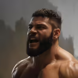 the wrestler is showing off his chest and shoulders