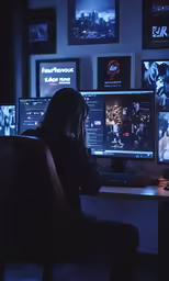 a man is sitting in front of some monitors