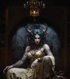 the woman in costume is posing for a photograph
