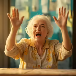 a woman is making funny expressions in the room