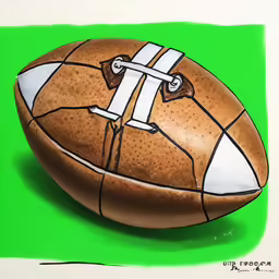 a painting of a football on green paper