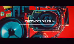 the text chromids on frm over a red background with speakers