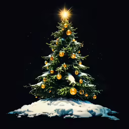 a christmas tree with gold balls in it