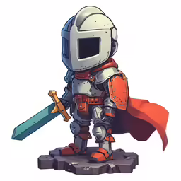 a cartoon of a knight with a sword and shield