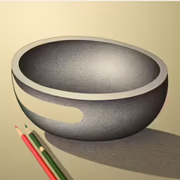 two pencils sitting next to a grey object